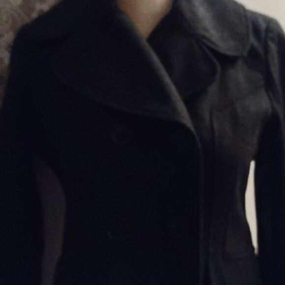 Guess Wool Blend Black Jacket Women's Size S Classic Double breasted Coat - Picture 2 of 10